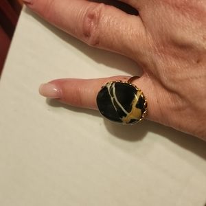 Black Tourmaline Pocket Stone Ring